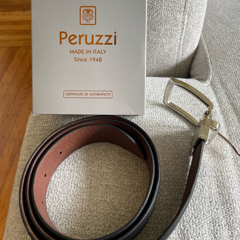 Peruzzi black and brown reversible leather belt